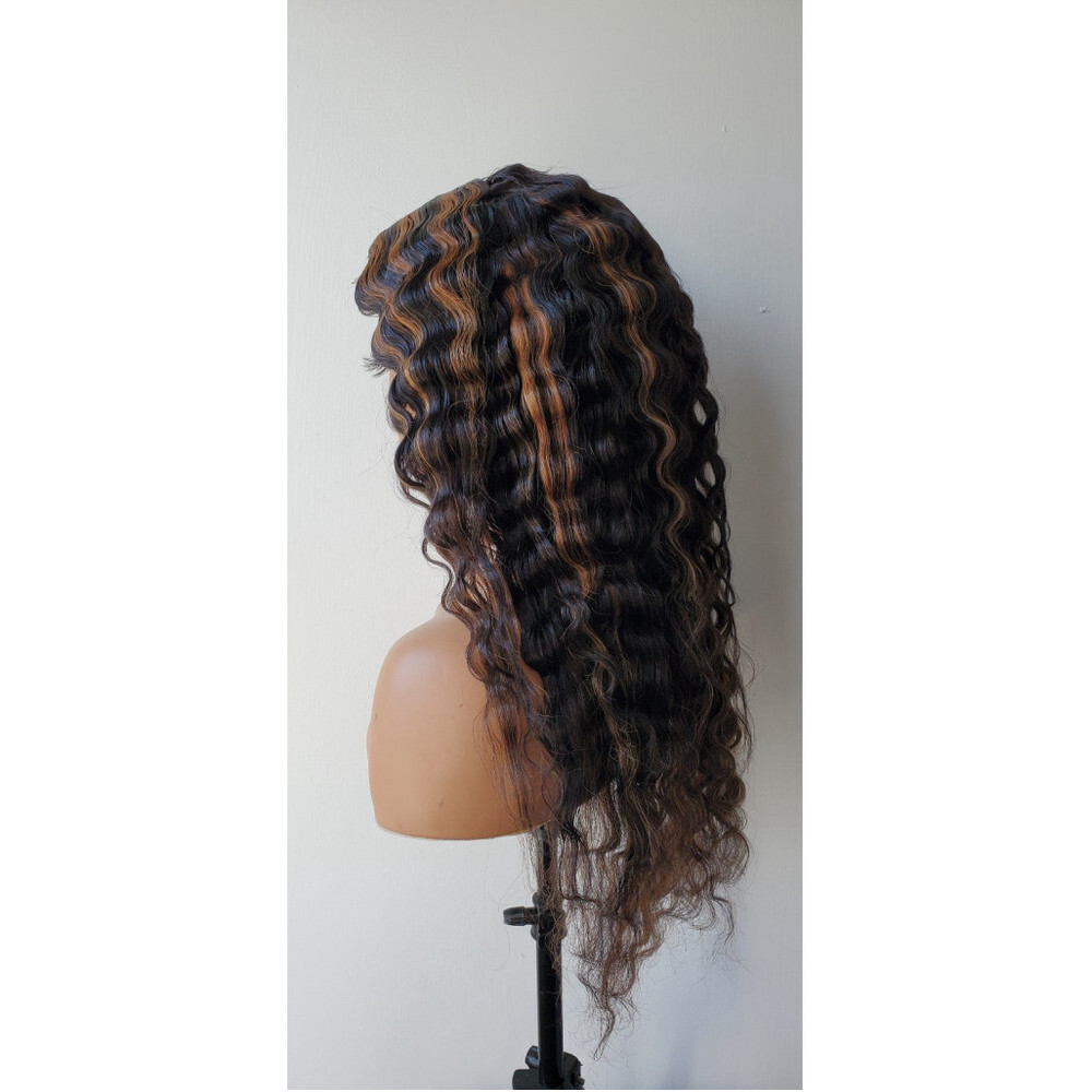 100% virgin human hair  highlighted closure wig - Picture 7 of 11
